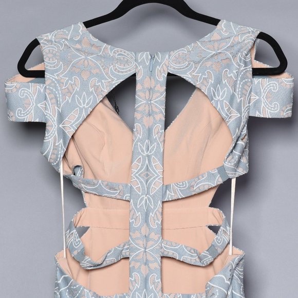 BCBGMAXAZRIA Ava Cut Out Gown Blue Frost Size 2 - Picture 5 of 9